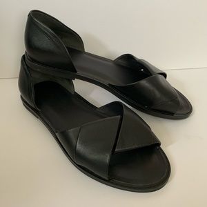 VINCE Black Leather d’Orsay Flats sz 7 1/2 EUC